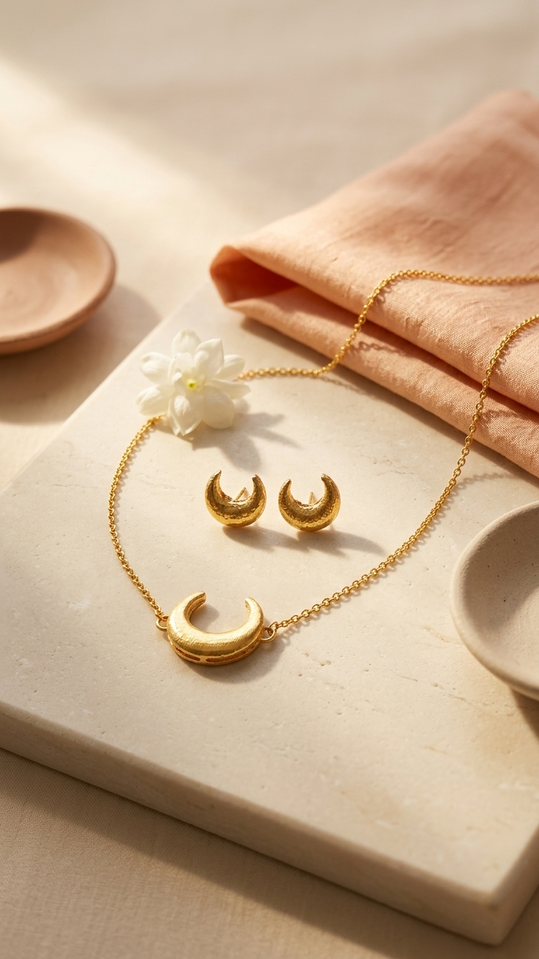 Moon Necklace & Earrings