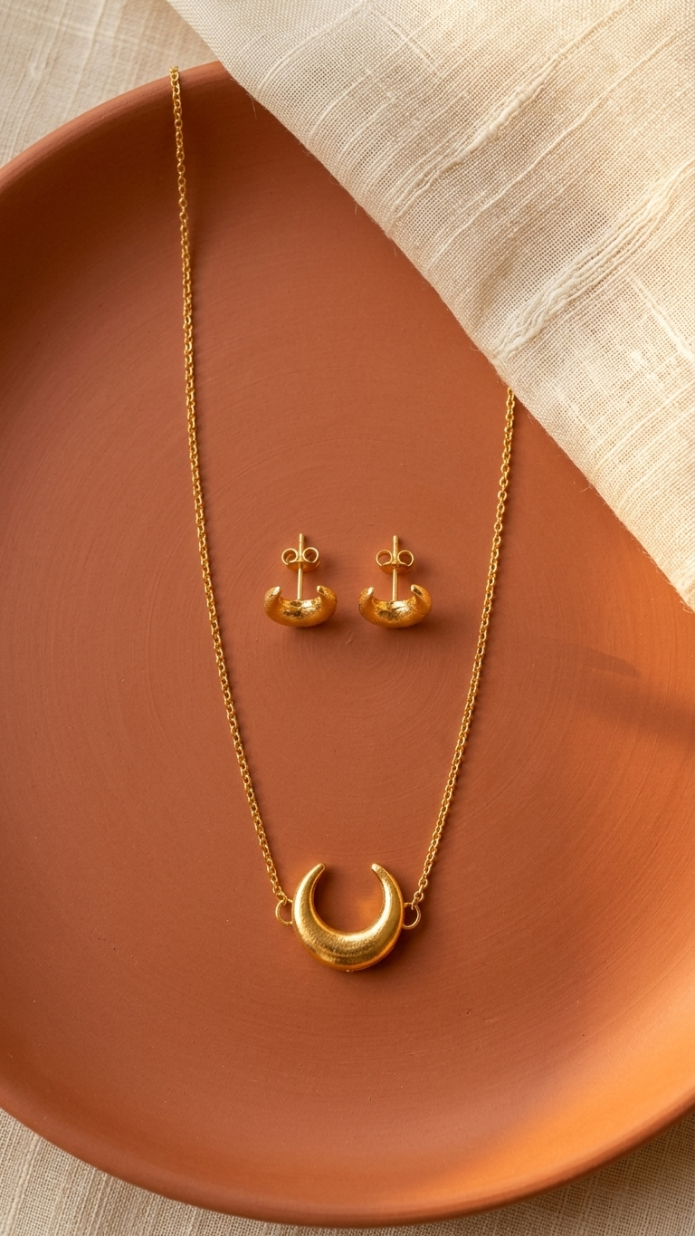 Moon Necklace & Earrings